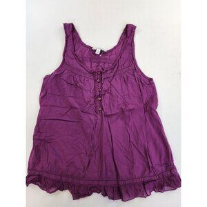 American Eagle Outfitters Tank Top Women 12 ruffle Hem Scoop Neck Budgundy